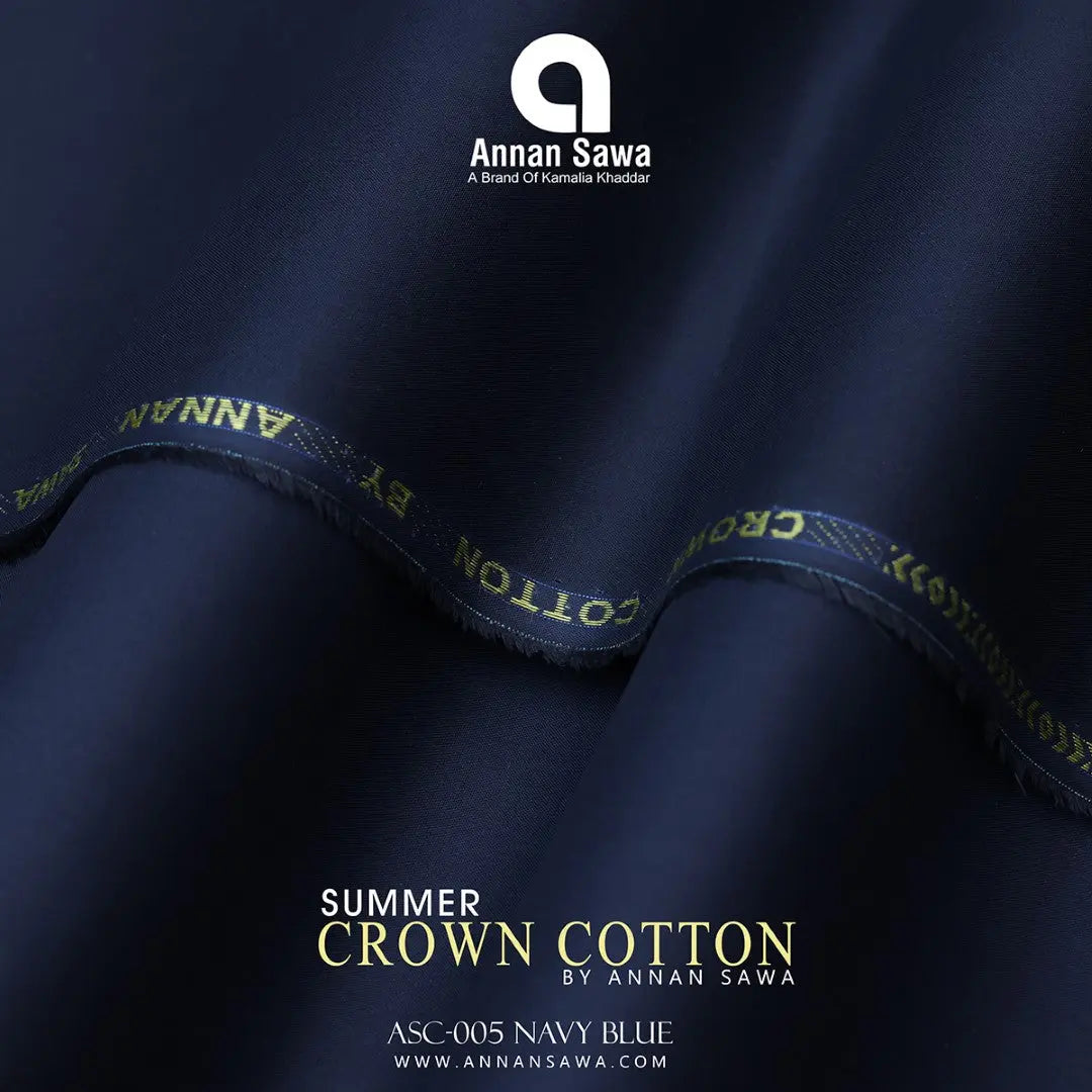 AnnanSawa Navy Blue Color Crown Cotton fabric for men – soft, breathable, durable premium men’s cotton fabric for casual and formal wear