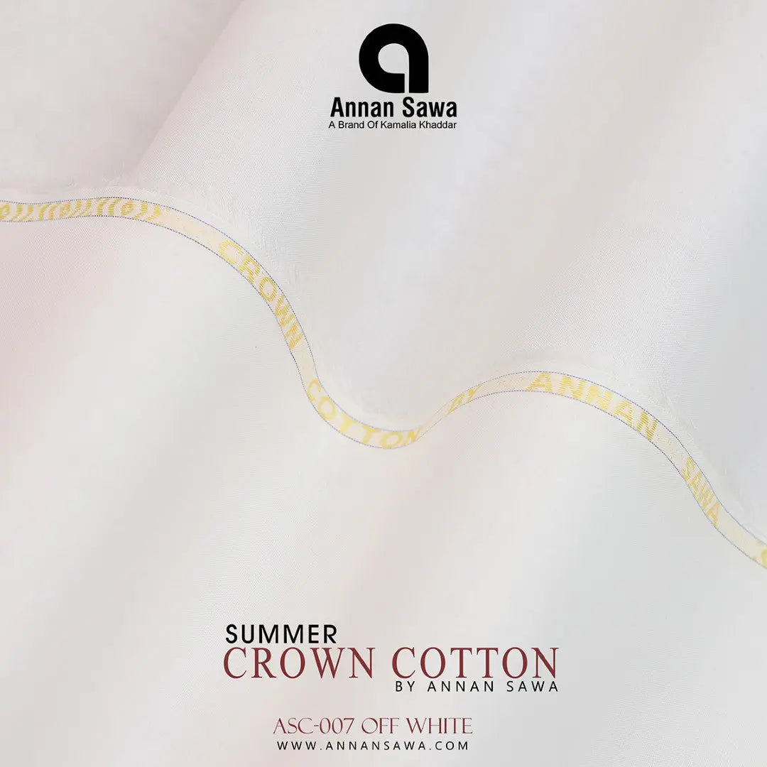 AnnanSawa Off White color Crown Cotton fabric for men – soft, breathable, durable premium men’s cotton fabric for casual and formal wear
