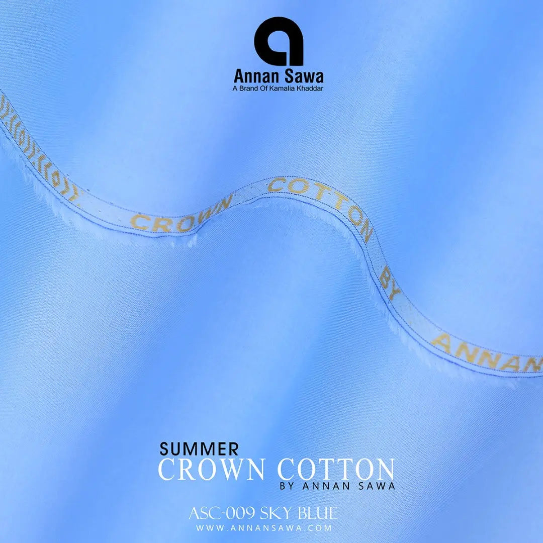 AnnanSawa Sky Blue Color Crown Cotton fabric for men – soft, breathable, durable premium men’s cotton fabric for casual and formal wear