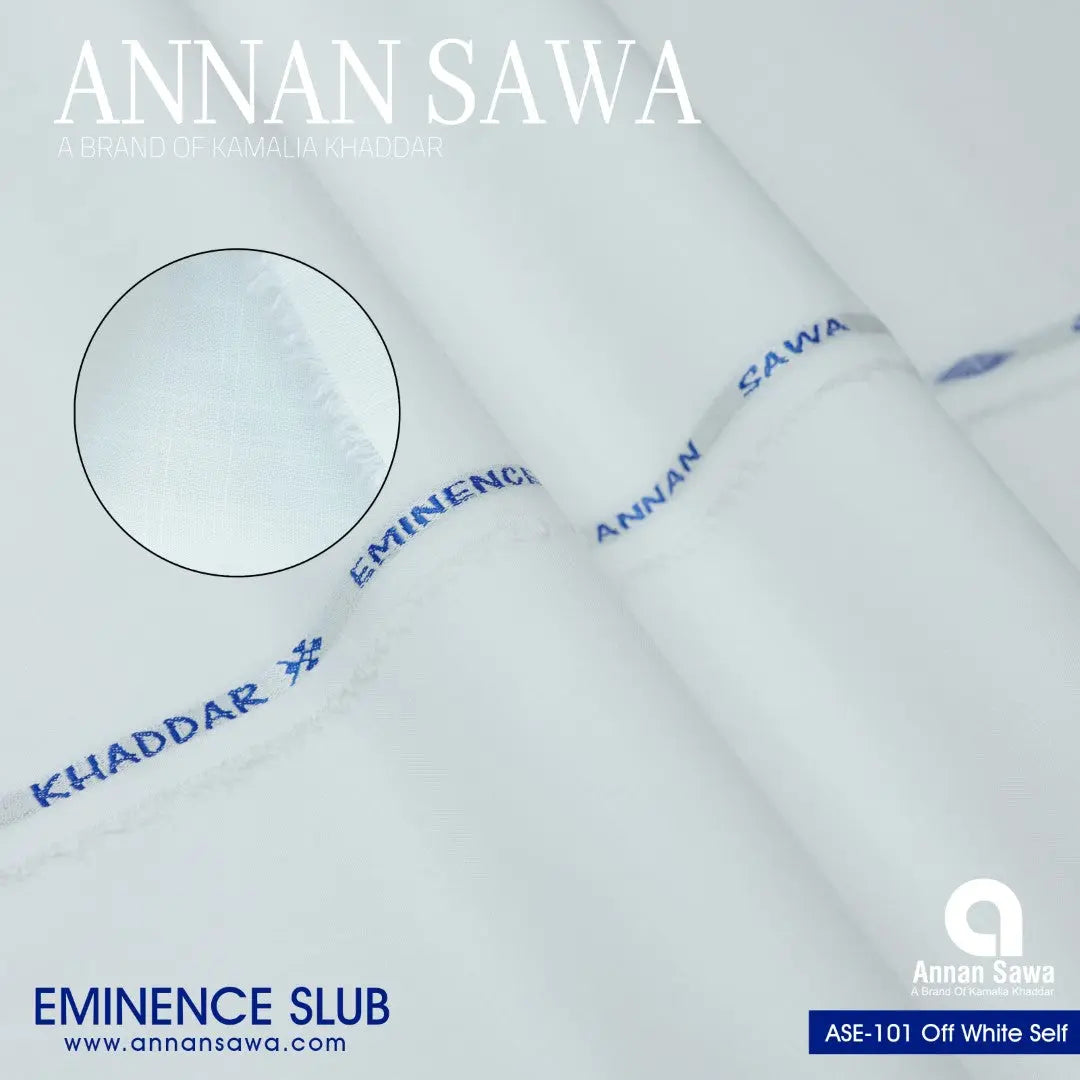 Annan Sawa Eminence Slub of is the ultimate four-season fabric with off white color