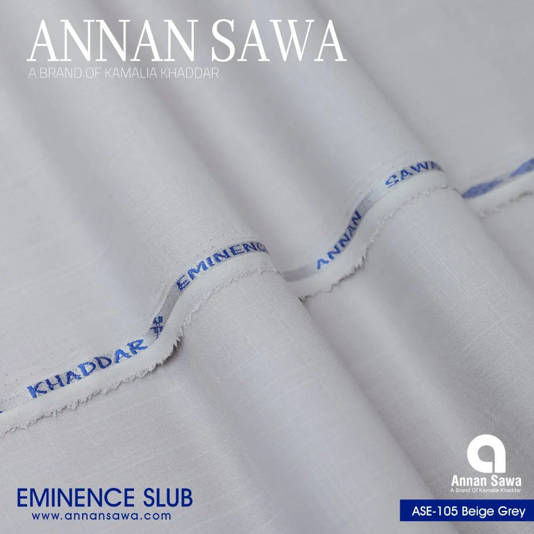 Annan Sawa Eminence Slub of is the ultimate four-season fabric with Beige Grey color