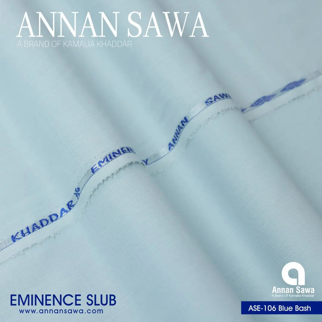 Annan Sawa Eminence Slub of is the ultimate four-season fabric with blue bash color