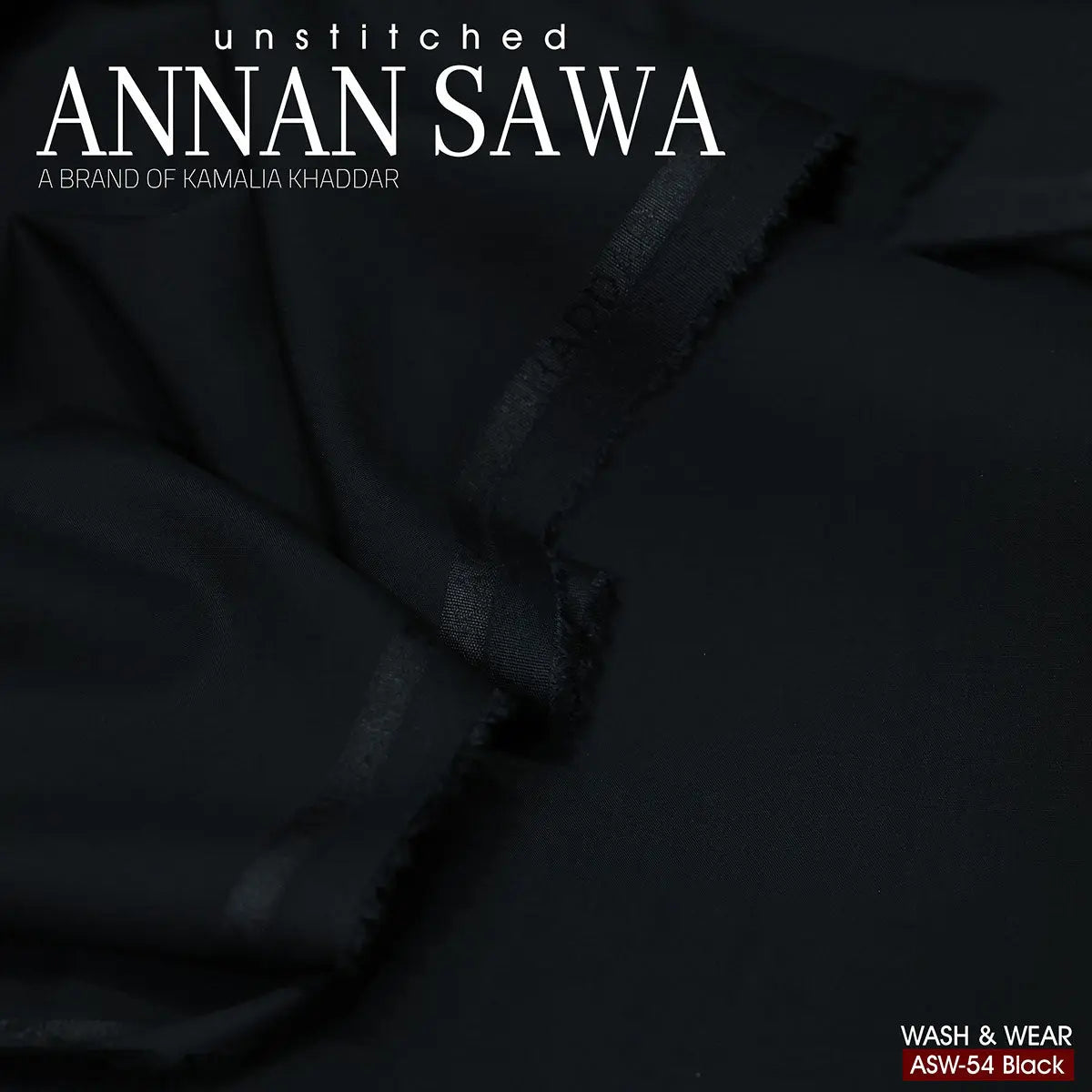 AnnanSawa Black Color Blended Wash & Wear fabric – soft, durable fabric for men’s unstitched suits