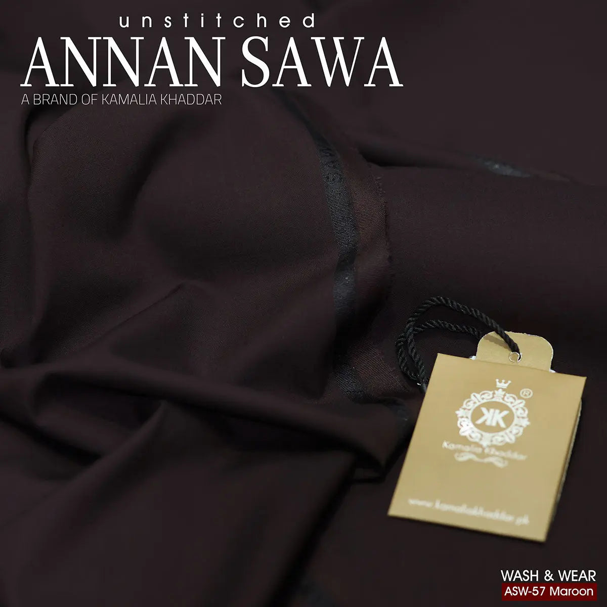 AnnanSawa Maroon Color Blended Wash & Wear fabric – soft, durable fabric for men’s unstitched suits
