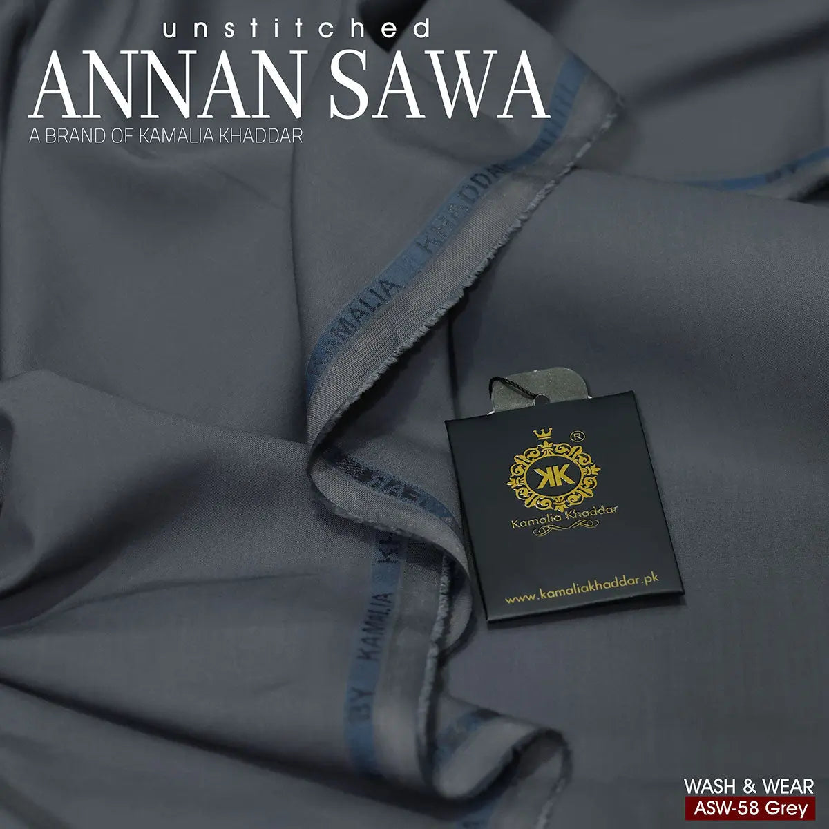 AnnanSawa Grey Blended Wash & Wear fabric – soft, durable fabric for men’s unstitched suits