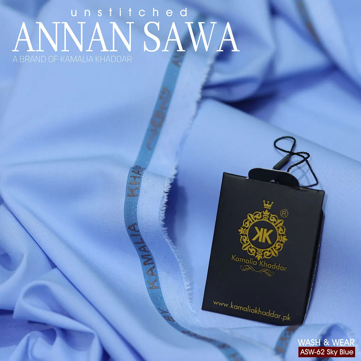 AnnanSawa Sky Blue Blended Wash & Wear fabric – soft, durable fabric for men’s unstitched suits