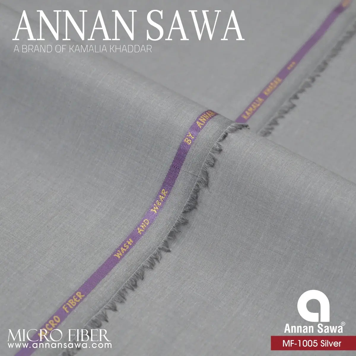 Micro Fiber Wash & Wear Fabric MF-1005 Silver Color