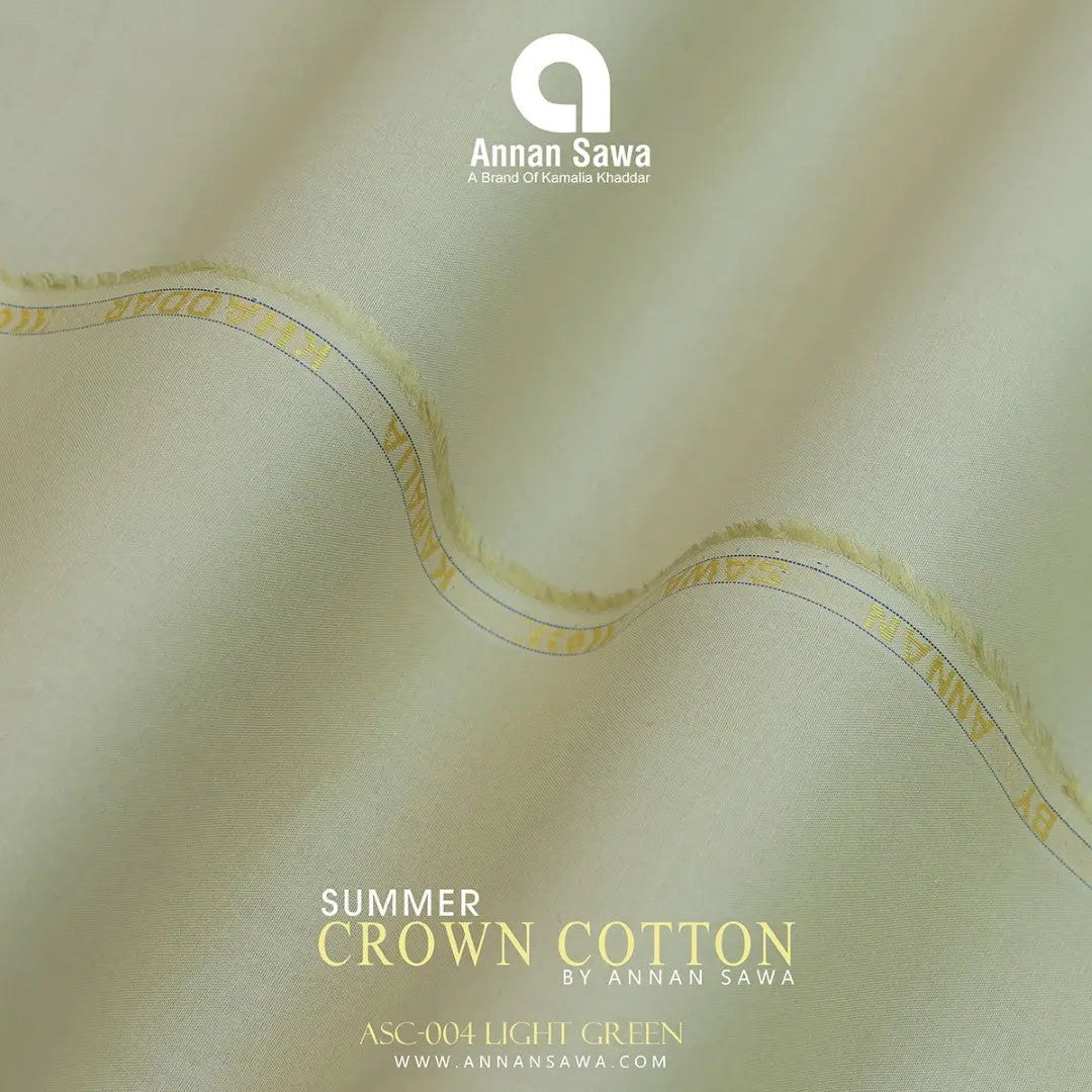 AnnanSawa Light Green Color Crown Cotton fabric for men – soft, breathable, durable premium men’s cotton fabric for casual and formal wear