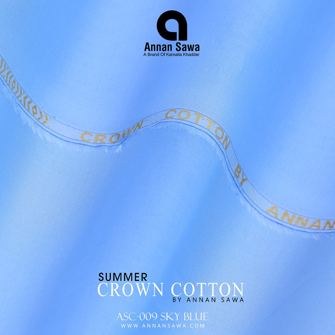 AnnanSawa Sky Blue Color Crown Cotton fabric for men – soft, breathable, durable premium men’s cotton fabric for casual and formal wear