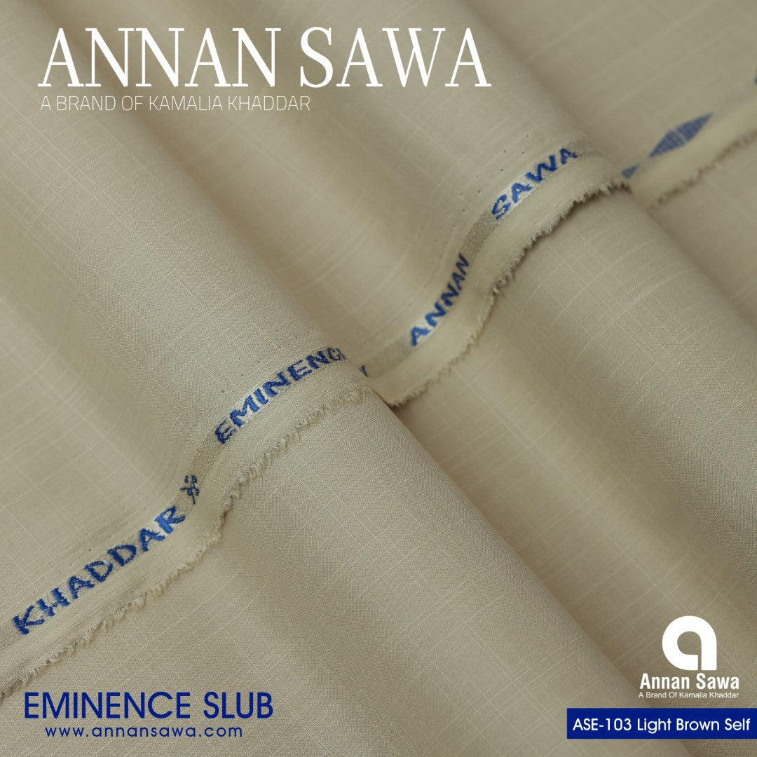 Annan Sawa Eminence Slub of is the ultimate four-season fabric with light brown self color