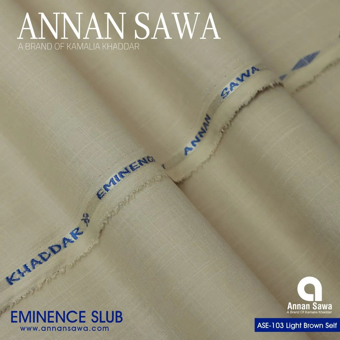 Annan Sawa Eminence Slub of is the ultimate four-season fabric with light brown self color