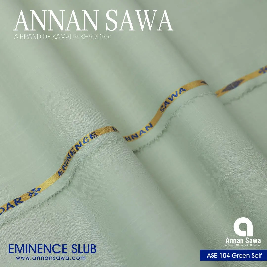 Annan Sawa Eminence Slub of is the ultimate four-season fabric with green self color