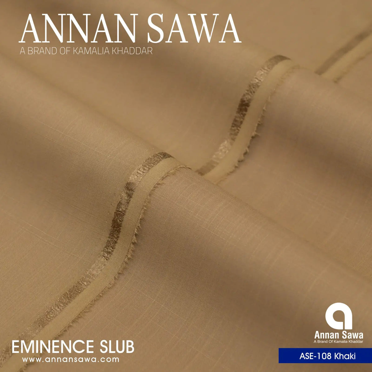 Annan Sawa Eminence Slub of is the ultimate four-season fabric with khaki color