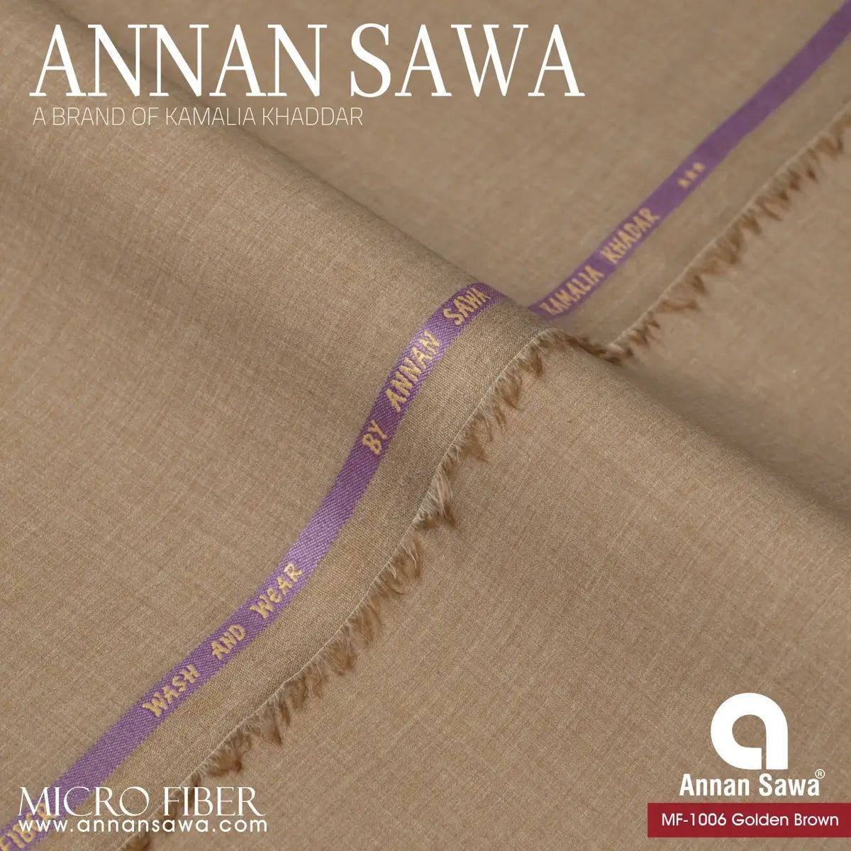 Micro Fiber Wash & Wear Fabric MF-1006 Golden Brown Color